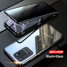 Handyhülle Hülle Luxus Aluminium Metall Rahmen Spiegel 360 Grad Ganzkörper Tasche LK1 für Samsung Galaxy S20 Ultra Schwarz