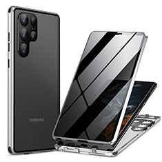 Handyhülle Hülle Luxus Aluminium Metall Rahmen Spiegel 360 Grad Ganzkörper Tasche LK1 für Samsung Galaxy S22 Ultra 5G Silber