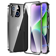 Handyhülle Hülle Luxus Aluminium Metall Rahmen Spiegel 360 Grad Ganzkörper Tasche LK2 für Apple iPhone 13 Schwarz