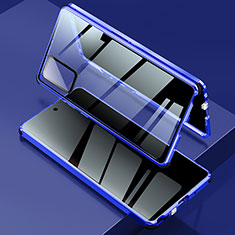 Handyhülle Hülle Luxus Aluminium Metall Rahmen Spiegel 360 Grad Ganzkörper Tasche LK2 für Samsung Galaxy Note 20 5G Blau