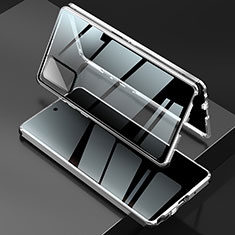 Handyhülle Hülle Luxus Aluminium Metall Rahmen Spiegel 360 Grad Ganzkörper Tasche LK2 für Samsung Galaxy Note 20 5G Silber