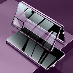 Handyhülle Hülle Luxus Aluminium Metall Rahmen Spiegel 360 Grad Ganzkörper Tasche LK2 für Samsung Galaxy Note 20 5G Violett