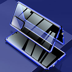 Handyhülle Hülle Luxus Aluminium Metall Rahmen Spiegel 360 Grad Ganzkörper Tasche LK2 für Samsung Galaxy Note 20 Ultra 5G Blau