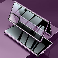 Handyhülle Hülle Luxus Aluminium Metall Rahmen Spiegel 360 Grad Ganzkörper Tasche LK2 für Samsung Galaxy Note 20 Ultra 5G Violett