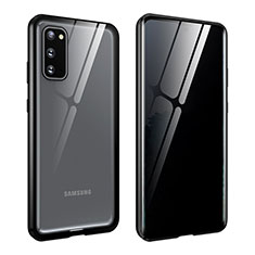 Handyhülle Hülle Luxus Aluminium Metall Rahmen Spiegel 360 Grad Ganzkörper Tasche LK2 für Samsung Galaxy S20 5G Schwarz