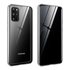 Handyhülle Hülle Luxus Aluminium Metall Rahmen Spiegel 360 Grad Ganzkörper Tasche LK2 für Samsung Galaxy S20 Plus Silber