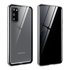 Handyhülle Hülle Luxus Aluminium Metall Rahmen Spiegel 360 Grad Ganzkörper Tasche LK2 für Samsung Galaxy S20 Silber