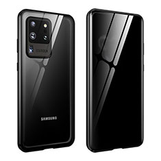 Handyhülle Hülle Luxus Aluminium Metall Rahmen Spiegel 360 Grad Ganzkörper Tasche LK2 für Samsung Galaxy S20 Ultra 5G Schwarz