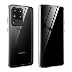 Handyhülle Hülle Luxus Aluminium Metall Rahmen Spiegel 360 Grad Ganzkörper Tasche LK2 für Samsung Galaxy S20 Ultra 5G Silber