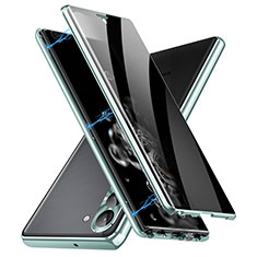 Handyhülle Hülle Luxus Aluminium Metall Rahmen Spiegel 360 Grad Ganzkörper Tasche LK2 für Samsung Galaxy S22 5G Grün