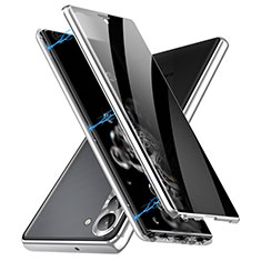 Handyhülle Hülle Luxus Aluminium Metall Rahmen Spiegel 360 Grad Ganzkörper Tasche LK2 für Samsung Galaxy S22 Plus 5G Silber