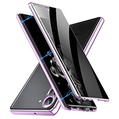 Handyhülle Hülle Luxus Aluminium Metall Rahmen Spiegel 360 Grad Ganzkörper Tasche LK2 für Samsung Galaxy S22 Plus 5G Violett