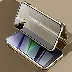 Handyhülle Hülle Luxus Aluminium Metall Rahmen Spiegel 360 Grad Ganzkörper Tasche LK3 für Apple iPhone 13 Gold