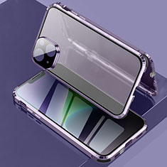 Handyhülle Hülle Luxus Aluminium Metall Rahmen Spiegel 360 Grad Ganzkörper Tasche LK3 für Apple iPhone 13 Violett