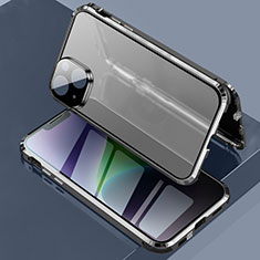 Handyhülle Hülle Luxus Aluminium Metall Rahmen Spiegel 360 Grad Ganzkörper Tasche LK3 für Apple iPhone 14 Plus Schwarz