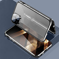 Handyhülle Hülle Luxus Aluminium Metall Rahmen Spiegel 360 Grad Ganzkörper Tasche LK3 für Apple iPhone 15 Plus Schwarz