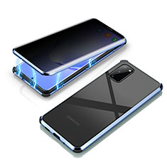 Handyhülle Hülle Luxus Aluminium Metall Rahmen Spiegel 360 Grad Ganzkörper Tasche LK3 für Samsung Galaxy S20 5G Blau
