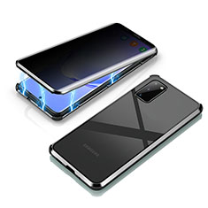 Handyhülle Hülle Luxus Aluminium Metall Rahmen Spiegel 360 Grad Ganzkörper Tasche LK3 für Samsung Galaxy S20 5G Schwarz