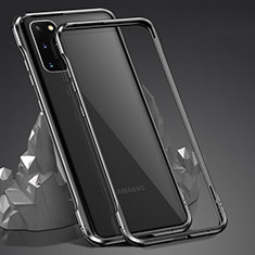 Handyhülle Hülle Luxus Aluminium Metall Rahmen Spiegel 360 Grad Ganzkörper Tasche LK3 für Samsung Galaxy S20 Plus 5G Schwarz