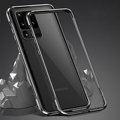 Handyhülle Hülle Luxus Aluminium Metall Rahmen Spiegel 360 Grad Ganzkörper Tasche LK3 für Samsung Galaxy S20 Ultra Schwarz