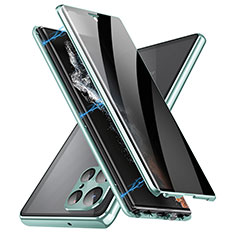Handyhülle Hülle Luxus Aluminium Metall Rahmen Spiegel 360 Grad Ganzkörper Tasche LK3 für Samsung Galaxy S22 Ultra 5G Grün