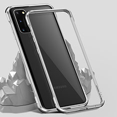 Handyhülle Hülle Luxus Aluminium Metall Rahmen Spiegel 360 Grad Ganzkörper Tasche LK4 für Samsung Galaxy S20 5G Silber