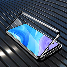 Handyhülle Hülle Luxus Aluminium Metall Rahmen Spiegel 360 Grad Ganzkörper Tasche M01 für Huawei Enjoy 10 Plus Schwarz