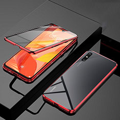 Handyhülle Hülle Luxus Aluminium Metall Rahmen Spiegel 360 Grad Ganzkörper Tasche M01 für Huawei Enjoy 10e Rot