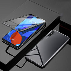 Handyhülle Hülle Luxus Aluminium Metall Rahmen Spiegel 360 Grad Ganzkörper Tasche M01 für Huawei Enjoy 10e Schwarz