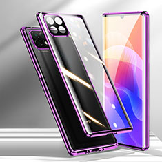 Handyhülle Hülle Luxus Aluminium Metall Rahmen Spiegel 360 Grad Ganzkörper Tasche M01 für Huawei Enjoy 20 5G Violett