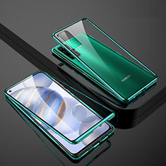Handyhülle Hülle Luxus Aluminium Metall Rahmen Spiegel 360 Grad Ganzkörper Tasche M01 für Huawei Honor 30 Grün