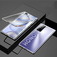 Handyhülle Hülle Luxus Aluminium Metall Rahmen Spiegel 360 Grad Ganzkörper Tasche M01 für Huawei Honor 30 Pro Silber