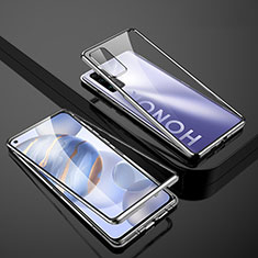 Handyhülle Hülle Luxus Aluminium Metall Rahmen Spiegel 360 Grad Ganzkörper Tasche M01 für Huawei Honor 30 Silber