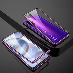 Handyhülle Hülle Luxus Aluminium Metall Rahmen Spiegel 360 Grad Ganzkörper Tasche M01 für Huawei Honor 30 Violett