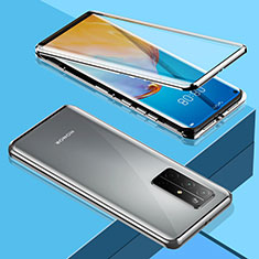 Handyhülle Hülle Luxus Aluminium Metall Rahmen Spiegel 360 Grad Ganzkörper Tasche M01 für Huawei Honor 30S Silber