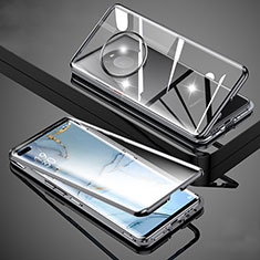 Handyhülle Hülle Luxus Aluminium Metall Rahmen Spiegel 360 Grad Ganzkörper Tasche M01 für Huawei Mate 40 Pro Schwarz