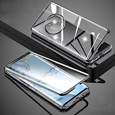 Handyhülle Hülle Luxus Aluminium Metall Rahmen Spiegel 360 Grad Ganzkörper Tasche M01 für Huawei Mate 40 Schwarz