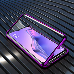 Handyhülle Hülle Luxus Aluminium Metall Rahmen Spiegel 360 Grad Ganzkörper Tasche M01 für Oppo A31 Violett