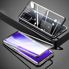 Handyhülle Hülle Luxus Aluminium Metall Rahmen Spiegel 360 Grad Ganzkörper Tasche M01 für Oppo Reno5 Pro 5G Schwarz