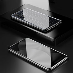 Handyhülle Hülle Luxus Aluminium Metall Rahmen Spiegel 360 Grad Ganzkörper Tasche M01 für Realme X50m 5G Schwarz