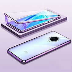 Handyhülle Hülle Luxus Aluminium Metall Rahmen Spiegel 360 Grad Ganzkörper Tasche M01 für Vivo Nex 3 5G Violett