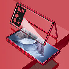 Handyhülle Hülle Luxus Aluminium Metall Rahmen Spiegel 360 Grad Ganzkörper Tasche M01 für Xiaomi Mi 11 Ultra 5G Rot