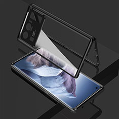 Handyhülle Hülle Luxus Aluminium Metall Rahmen Spiegel 360 Grad Ganzkörper Tasche M01 für Xiaomi Mi 11 Ultra 5G Schwarz