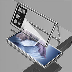 Handyhülle Hülle Luxus Aluminium Metall Rahmen Spiegel 360 Grad Ganzkörper Tasche M01 für Xiaomi Mi 11 Ultra 5G Silber