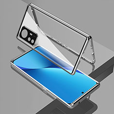 Handyhülle Hülle Luxus Aluminium Metall Rahmen Spiegel 360 Grad Ganzkörper Tasche M01 für Xiaomi Mi 12 5G Silber