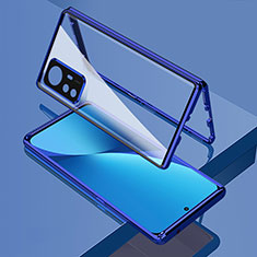 Handyhülle Hülle Luxus Aluminium Metall Rahmen Spiegel 360 Grad Ganzkörper Tasche M01 für Xiaomi Mi 12 Pro 5G Blau