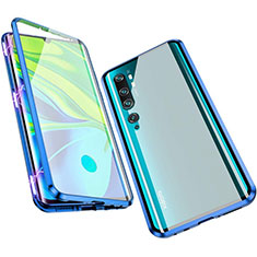 Handyhülle Hülle Luxus Aluminium Metall Rahmen Spiegel 360 Grad Ganzkörper Tasche M01 für Xiaomi Mi Note 10 Pro Blau