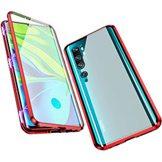 Handyhülle Hülle Luxus Aluminium Metall Rahmen Spiegel 360 Grad Ganzkörper Tasche M01 für Xiaomi Mi Note 10 Pro Rot