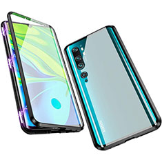 Handyhülle Hülle Luxus Aluminium Metall Rahmen Spiegel 360 Grad Ganzkörper Tasche M01 für Xiaomi Mi Note 10 Pro Schwarz