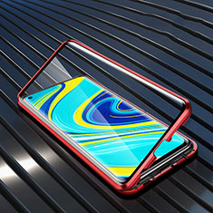 Handyhülle Hülle Luxus Aluminium Metall Rahmen Spiegel 360 Grad Ganzkörper Tasche M01 für Xiaomi Redmi Note 9 Rot
